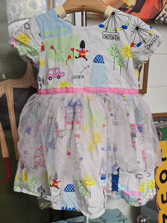 pantaloons Other - Baby Girls Pantaloons Boutique White London Print Tulle Dress 12 18 Month